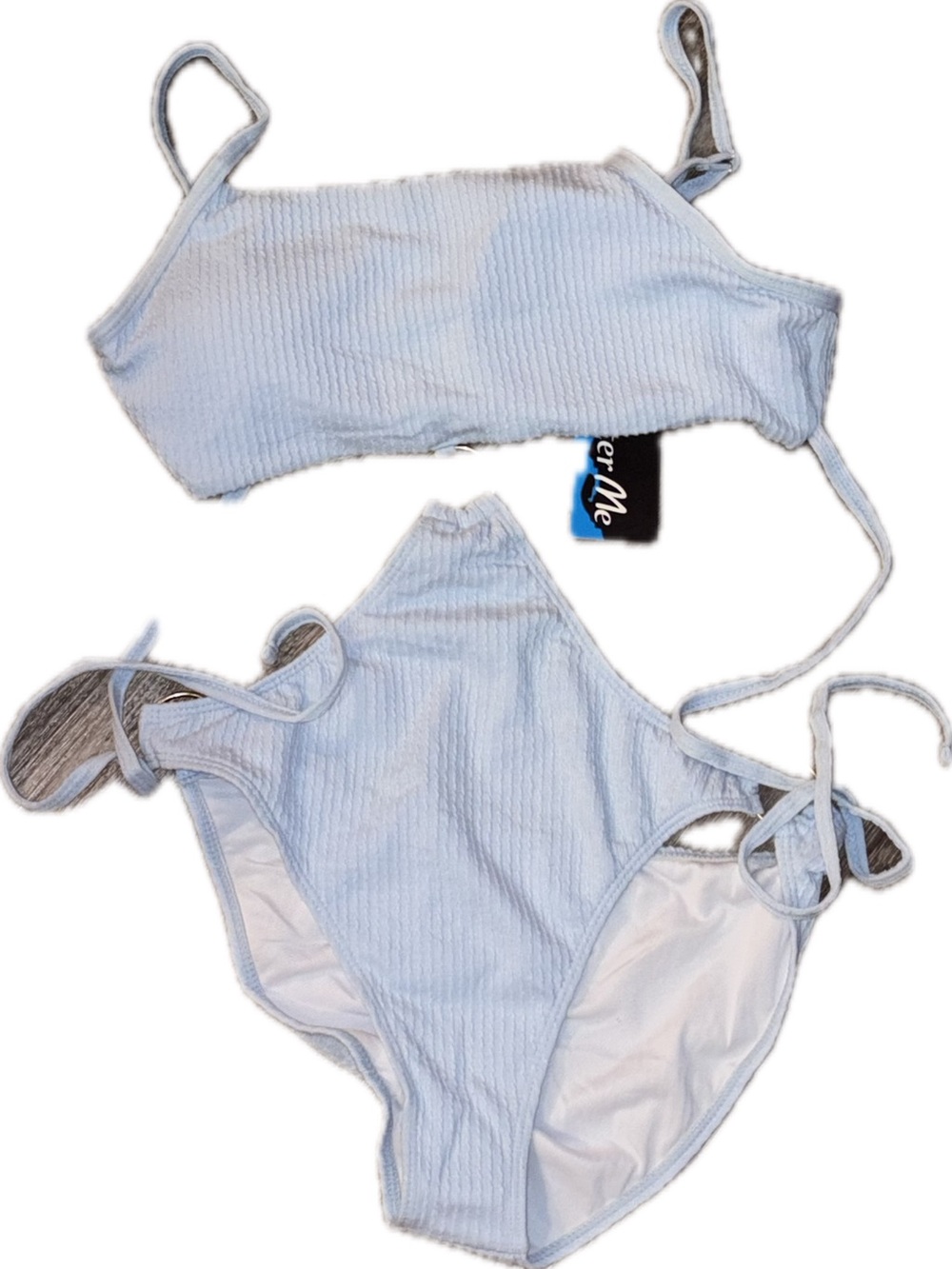 Women’s Light Blue Ribbed Two-Piece Swim Set